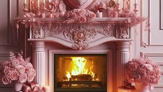 Elegant Pink Fireplace Ambience 🩷(fireplace sounds)