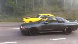 Pure street Racing Nissan GTR Skyline R32 650bhp vs Chevelle 550bhp