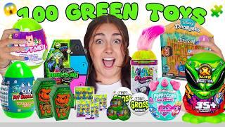 UNBOXING 100 *GREEN MYSTERY* TOYS!! *RARE FINDS*