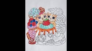 "Coloring Cute Animals Surrounded by Delicious Desserts"#CuteAnimalsColoring#DessertThemedColoring