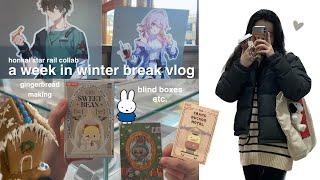 a week in winter break  // cyber party, honkai star rail collab, blind boxes, gingerbread making