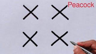 How to Draw Beautiful Bird From Number XXXX | Peacock Drawing Easy /Easy Bird Drawing/Letter Drawing