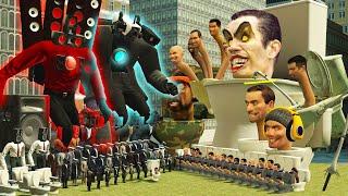 MECHA CAMERA MAN AND SPEAKER MAN BOSS ARMIES VS SKIBIDI DOB DOB TOILET BOSS ARMY In Garry's Mod!