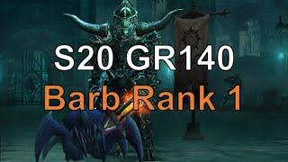 Barb Rank 1 GR140 Solo (Diablo 3 Season 20)