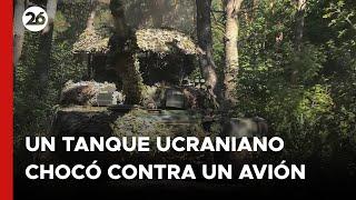 Tanque ucraniano ataca a un vehículo aéreo