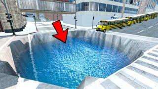 Cars vs Giant Water Pit - BeamNG.Drive