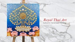 Buddhist Bodhi Tree Painting Royal Thai Art