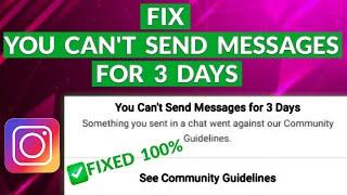 Fix Instagram You Can't Send Messages For 3 Days I Instagram Can't Send Messages Problem Fix