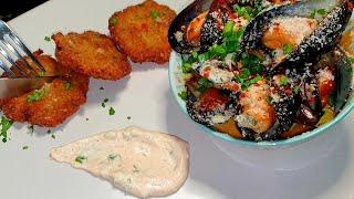 Mussels in a Creamy Sauce and Shrimp Cakes | Trinidad & Tobago 