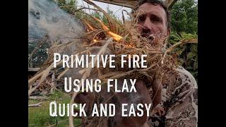 survival skills primitive fire using flax with Josh James new Zealand