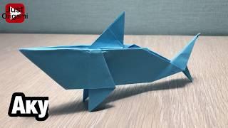 Оригами акула. Origami shark. Фигурка оригами с подробными комментариями на русском языке.