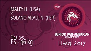 BRONZE FS - 96 kg: H. MALEY (USA) df. N. SOLANO ARAUJ (PER) by TF, 11-1