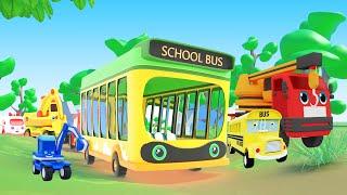 Wheels on the Bus, Bath Song + More Nursery Rhymes! Cars Cartoons for Kids & Learn Vehicle Names