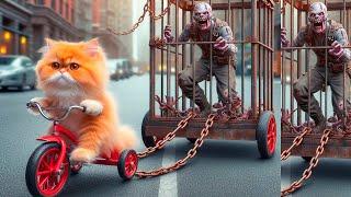 ZOMBIE APOCALYPSE! CUTE CAT STORY #cute #cat #survival #zombiesurvival #shorts