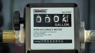 Roughneck 1in. Mechanical Fuel Meter with 3/4in. Adapters - 532 GPM Flow Rate