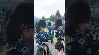 #drummajor leads Ballater #pipeband march off  during 2024 #braemargathering in Scotland #shorts