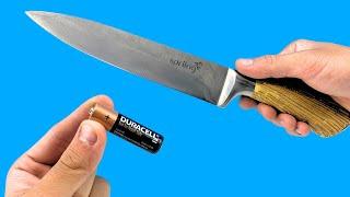 KNIFE Like Razor Sharp! Sharpen Any Knife in 1 Minute with an Old Battery