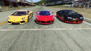 Ferrari LaFerrari vs Lamborghini Aventador LP700-4 vs Bugatti Veyron 16.4 SS at Old Spa