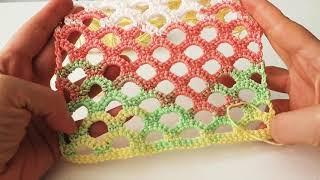 #032 Плетка "Мрежа с големи дупки" на една кука (Crochet Mesh Stitch)