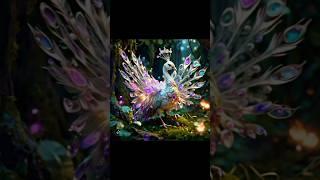 “Rare White Peacock with Crystal Feathers in Magical Forest ”#shorts