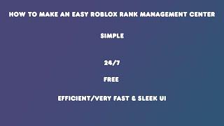 Roblox Tutorial - How to make a Rank Management Center