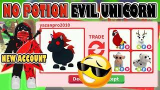 I TRADED NO POTION EVIL UNICORN  IN NEW ADOPT ME ACCOUNT ROBLOX