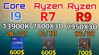 R7 7800X3D VS I9 13900K VS R9 7950X3D GAMING BENCHMARKS + RTX 4090 Which is the BEST GAMING CPU