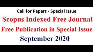 Scopus Indexed Free Journal, Call for Papers, Special Issue, September 2020