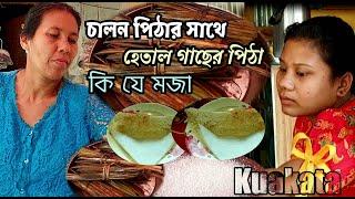 Kuakata Mishripara calon pitha কুয়াকাটা মিশ্রি পাড়া চালন ও হেতাল পিঠা -ঝিনুক মার্কেটে রাখাইন মেয়েরা