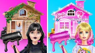 WEDNESDAY VS ENID DOLL ROOM MAKEOVER   Building Dream House* I Built a Secret Room By YayTime!