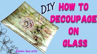 How to DIY decoupage with rice paper on glass?|How to use gold leaf glue for gilding?|#decoupage