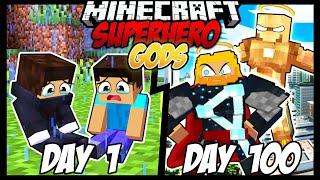 WE Survived 100 DAYS as SUPERHERO GODS in Minecraft!