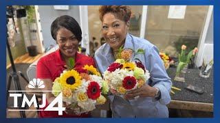 Shannons Sims & Cassandra McShepard learn to make holiday centerpieces at Urban Sense