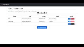 Inline Table Row Insert, Update, and Delete using PHP and jQuery Tutorial