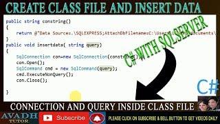 create class file insert data inside database using c#.net with SQL Server