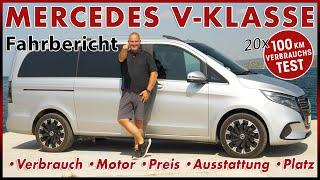 Mercedes-Benz V-Klasse V 300 d Langstreckentest - 20 x 100 km Verbrauch Test | Review Deutsch 2024