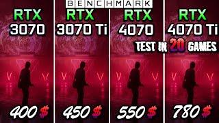 RTX 3070 vs RTX 3070 ti vs RTX 4070 vs RTX 4070 Ti // Test in 20 Games // 1440p