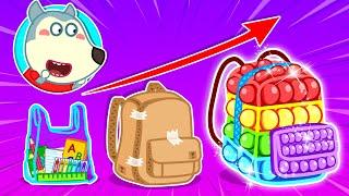 Wolfoo Makes DIY Pop It Backpack for Kids | Back to School Series  Wolfoo Kids Cartoon