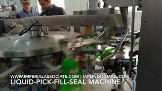 Rotary Pick Fill Seal Spout Pouch Packing machine for Liquid with Piston Filling System