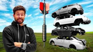 Can 4 Cars Stop Our GIANT Steel Dart?