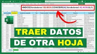 Cómo TRAER INFORMACIÓN de una HOJA de Excel a OTRA (INDICE+COINCIDIR)