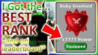 I Got the BEST RANK *RUBY OVERLORD MASTERY* in Boss Fighting Simulator *I AM ON THE LEADERBOARD*