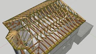 Стропильная система вальмовой крыши и эркера
