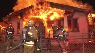 Firefighters Battle Late Night House Fire | Vermont-Slauson