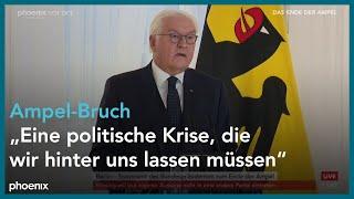 Bruch der Ampelkoalition: Statement von Bundespräsident Frank-Walter Steinmeier | 07.11.24