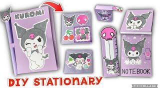 DIY Kuromi Stationary Set // Kawaii Sanrio Handmade Back to school Stationery ️ادوات مدرسية