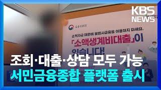 조회·대출·상담 모두 가능… 서민금융종합 플랫폼 출시 / KBS  2024.06.27.