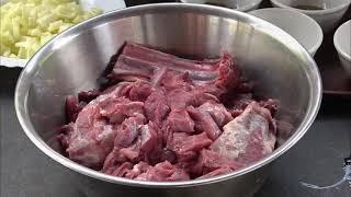 Cooking traditional Hungarian Wild boar stew