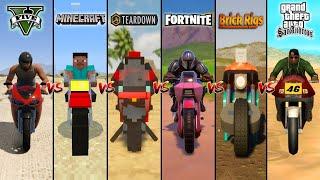 GTA 5 SPORTBIKE VS MINECRAFT VS TEARDOWN VS FORTNITE VS BRICK RIGS VS GTA SA - WHICH IS BEST?