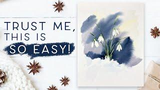 Easy Watercolour Snowdrops In The Snow